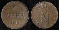 Finland 5 Penniä Finland Nicholas II Copper 1913 5 Penniä KM# 15 (27 713) -