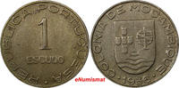 1 Escudo Mozambique Copper-Nickel 1936  aXF Condition KEY SCARCE DATE KM66(10163) Uncertified
