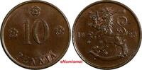 10 Pennia Finland Copper 1923  KEY DATE RARE Mintage-910,000 UNC KM# 24 (17 981)