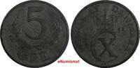 Denmark Ore Denmark Christian X Zinc 1945 5 Ore WWII Key Date Mintage-864,000 KM#834a (684) -