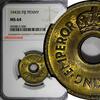 Fiji 1 Penny Fiji George VI Brass 1943 S NGC MS64 San Francisco Mint KM# 7a (030) -