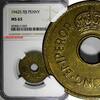 Fiji 1 Penny Fiji George VI Brass 1942 S NGC MS63 San Francisco Mint KM# 7a (029) -
