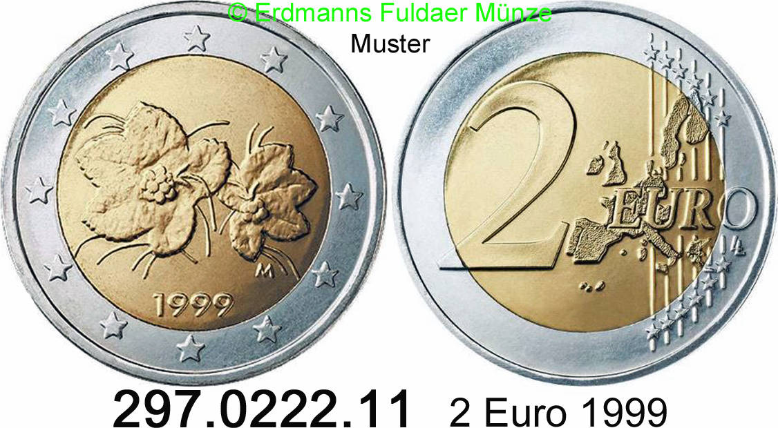 Евро 2 какие. Монета 2 евро 1999. 2 Евро 1999 RF. 2 Euro 1999.