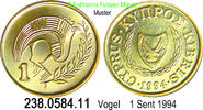 Cyprus Zypern 1 Sent 1994 *66 KM53.3 Vogel . 238.0584.11 unc