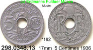 France Frankreich 5 Centimes *192 KM875 Lochgeld . 298.0348.13 -