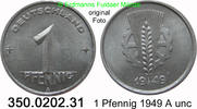DDR Deutschland 1 Pfennig Ähre auf Zahnrad . 350.0202.31 -