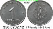 DDR Deutschland 1 Pfennig Ähre auf Zahnrad. 350.0202.12 -