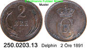 Denmark Dänemark 2 Öre *2 KM793 Delphin . 250.0203.13 -