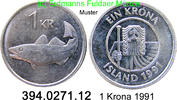 Iceland Island 1 Krone / 1 Krona *30a KM27a Kabeljau . 394.0271.12 -