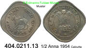 Indien 1/2 Anna *80 KM2 Zeburind . 404.0211.13 -
