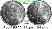 Indien 2 Rupien FAO WFD Bio Diversity . 408.0490.11 -