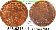 Neuseeland 2 Cents *32 KM32 geprägt in Llantrisant . 546.0348.11 -