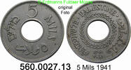 Palestina 5 Mils *3 KM3 Lochgeld . 560.0027.13 -
