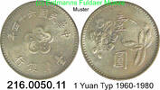 China Taiwan Formosa 1 Yuan *6 KMY536 Orchidee Typ . 216.0050.11 -