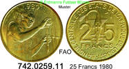 Westafrikanische Staaten WAS 25 Francs *19 KM9 FAO Frau im Labor . 742.0258.11 -