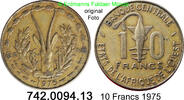 Westafrikanische Staaten WAS 10 Francs *12a KM1a Gazellenkopf . 742.0094.13 -