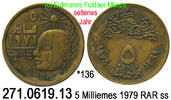 5 Milliemes 1979 Egypt Ägypten *173 Mumienkopf, seltener Jahrgang . 271.0619.13 ss