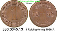 Weimarer Republik 1 Reichspfennig J.313 Ähren . 330.0345.13 -