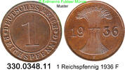 Weimarer Republik 1 Reichspfennig J.313 Ähren . 330.0348.11 -
