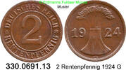 Weimarer Republik 2 Rentenpfennig J.307 Ähren . 330.0691.13 -