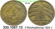 Weimarer Republik 5 Reichspfennig J.316 . 330.1067.13 -