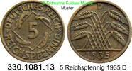 Weimarer Republik 5 Reichspfennig J.316 . 330.1081.13 -