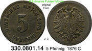 Deutschland Germany 5 Pfennig J.3 kleiner Adler . 330.0801.14 -