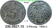 Deutschland Kaiserreich 5 Pfennig J.12 großer Adler . 330.0827.13 -