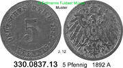Deutschland Kaiserreich 5 Pfennig J.12 großer Adler . 330.0837.13 -