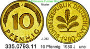 Deutschland BRD 10 Pfennig J. 383 . 335.0793.11 -