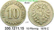 Deutschland Kaiserreich 10 Pfennig J. 4 . 330.1211.15 -