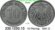 Deutschland Kaiserreich 10 Pfennig J. 13 . 330.1250.13 -