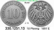 Deutschland Kaiserreich 10 Pfennig J. 13 . 330.1251.13 -