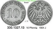 Deutschland Kaiserreich 10 Pfennig . . J.13 . 330.1327.13 -