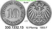 Deutschland Kaiserreich 10 Pfennig . . J.13 . . 330.1332.13 -