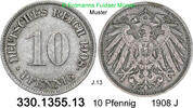 Deutschland Kaiserreich 10 Pfennig . . J.13 . . 330.1355.13 -