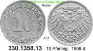 Deutschland Kaiserreich 10 Pfennig . . J.13 . . 330.1358.13 -