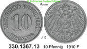 Deutschland Kaiserreich 10 Pfennig . . J.13 . . 330.1367.13 -