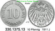 Deutschland Kaiserreich 10 Pfennig . . J.13 . . 330.1375.13 -