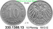 Deutschland Kaiserreich 10 Pfennig . . J.13 . . 330.1388.13 -