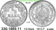 Deutschland Kaiserreich 1/2 Mark . . J.16 . . 330.1869.11 -