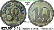 Deutschland Biermarke 10 Pfennig Wertmarke Getränkemarke Hotel G.Schmitt unbekannter Ausgabeort . 823.0615.13 -