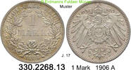 Deutschland Kaiserreich 1 Mark großer Adler J.17 . 330.2268.13 -