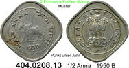 Indien 1/2 Anna *80 KM2 Zeburind . 404.0208.13 -