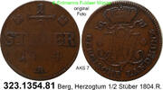 Altdeutschland Berg Herzotum 1/2 Stüber AKS7 Berg, Herzogtum Maximilian Joseph 1799-1806 . 323.1354.81 -