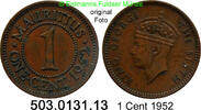 Mauritius 1 Cent KM25, Schön 14 . 503.0131.13 Georg VI. -