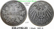 Deutschland Kaiserreich 1 Mark J.17 . 330.2192.23 -
