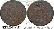 Sachsen Albertinische Linie 1 Pfennig AKS 111 . . 323.2414.14 -