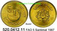Morocco Marokko 5 Santimat *89 KMY83 FAO Weizen . 520.0412.11 -