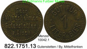 Deutschland Gutenstetten Mittelfranken 1 Liter Bier Menzel 10042.1 Biermarke . 822.1751.13 -